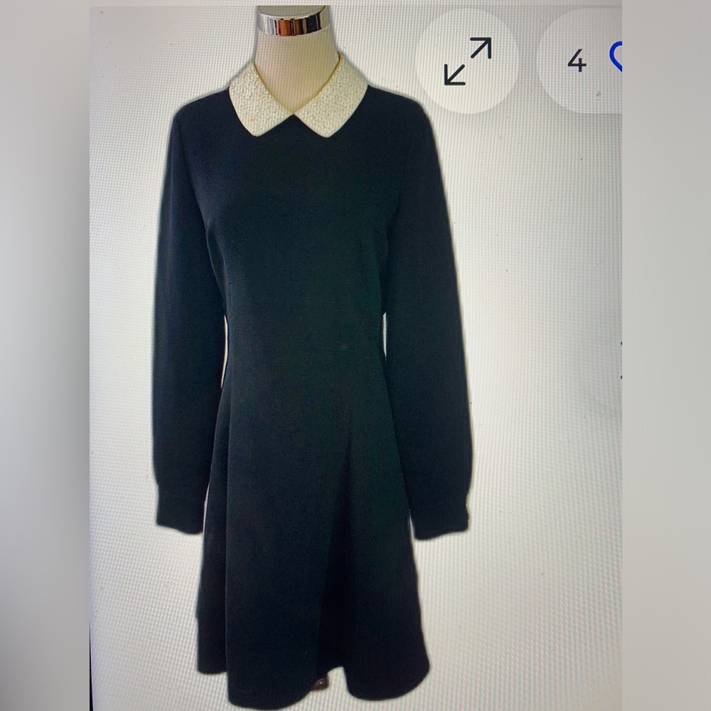 Kate Spade Peter Pan Flower Sequin Collar Black Dress Size 8